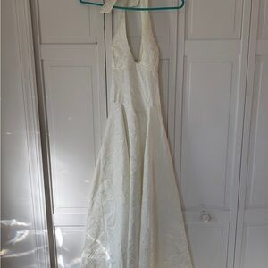 EYA Ivory Textured Halter Dress